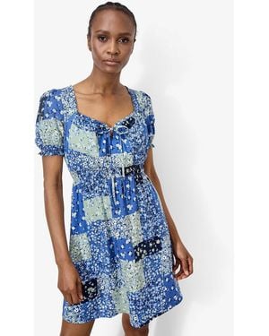 Apricot Floral Print Milkmaid Mini Dress New Look - Blue