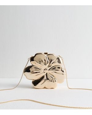 New Look Metallic Flower Box Clutch Bag