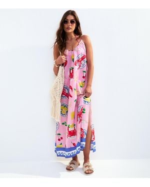 New Look Lobster Print Maxi Beach Dress - Red