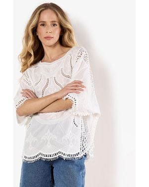 Apricot Crochet Floral Embroidered Top New Look - White