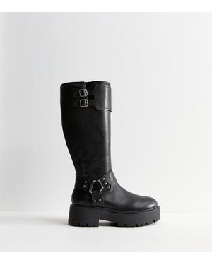 New Look Faux Leather Knee High Boots in Black Lyst UK