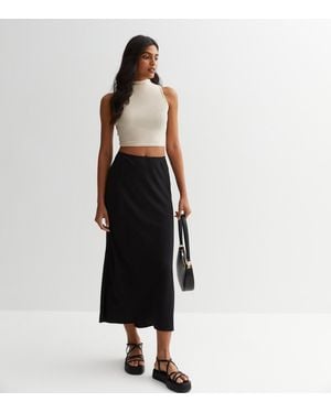 New Look Linen-Look Elasticated Trim Midaxi Skirt - Black