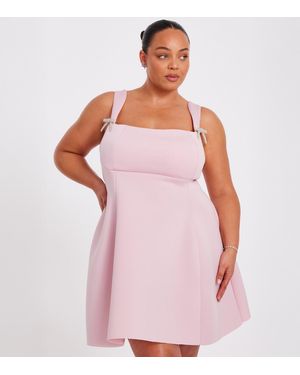 Quiz Curve Diamante Bow Mini Dress New Look - Pink