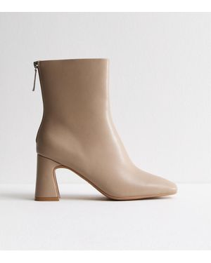 New Look Wide Fit Leather Look Heel Ankle Boots Vegan in White Lyst UK