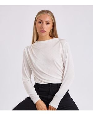 Gini London Diamanté Cowl Neck Bodysuit New Look - White