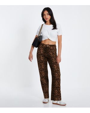 Quiz Leopard Print Jeans New Look - White