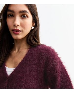 Fluffy button up cardigan hotsell