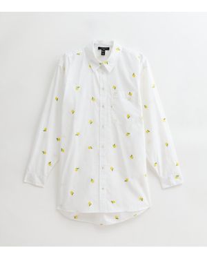 New Look Tall Lemon Embroidered Long Sleeve Shirt - White