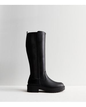New Look Wide Fit Chunky Knee High Boots - Black