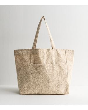 New Look Off Leopard Print Tote - Natural