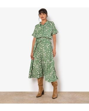 Apricot Scattered Squares Print Midi Dress New Look - Green