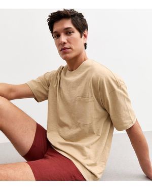 New Look Oversized Chest Pocket Jersey T-Shirt - Brown
