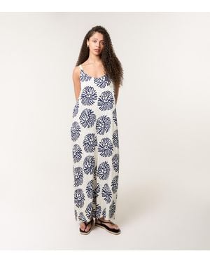 Blue Vanilla Abstract Print Wide Leg Jumpsuit New Look - Blue