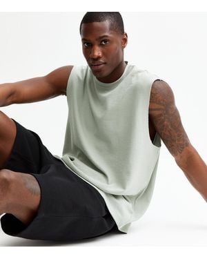 New Look Textured Oversized Tank Vest - Green