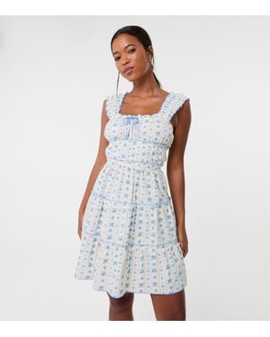 Pink Vanilla Floral Print Tiered Mini Dress New Look - White