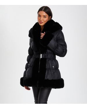 Quiz Faux Fur Crop Jacket New Look in Black Lyst UK