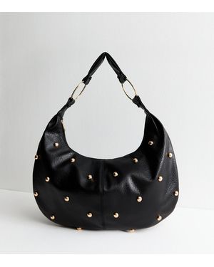 New Look Faux Leather Studded Handbag - Black