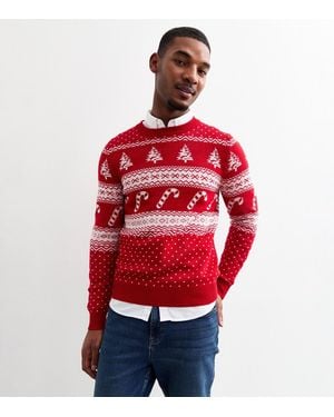 Jack & Jones Slim Christmas Jumper New Look - Red