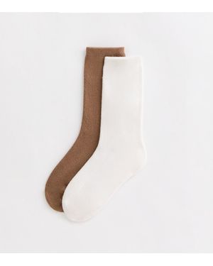 New Look 2 Pack Cosy Socks - White