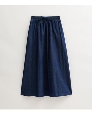 New Look Petite Denim Elasticated Waistband Midi Skirt - Blue
