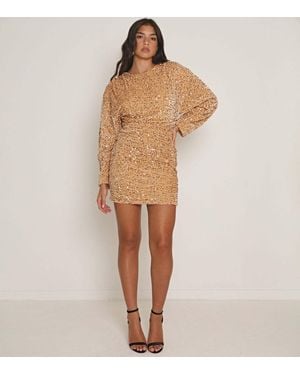 WKNDGIRL Sequinned Velvet Mini Dress New Look - Natural