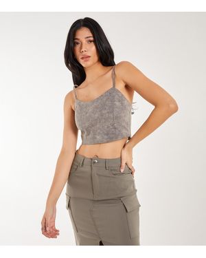 Pink Vanilla Stretch Crop Top Vanilla New Look - Grey