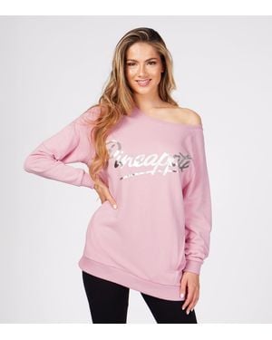 Pineapple Mid Logo Off Shoulder Jumper New Look - Pink