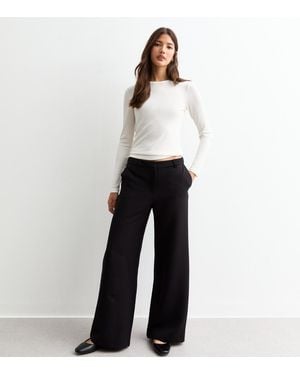 New Look Low Rise Wide Leg Tailored Trousers - White