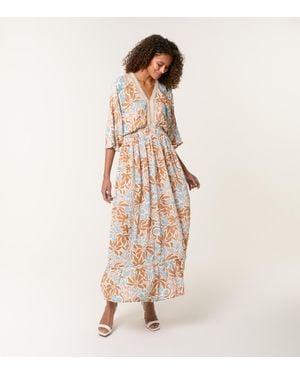 Blue Vanilla Floral Print V-Neck Maxi Dress New Look - Natural