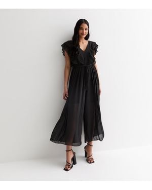 Gini London Ruffle Pleated Jumpsuit New Look - Black