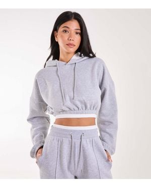 Pink Vanilla ' Contrast Waist Crop Hoodie Vanilla New Look - Purple