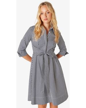 Apricot Cotton Blend Stripe Print Mini Dress New Look - Grey