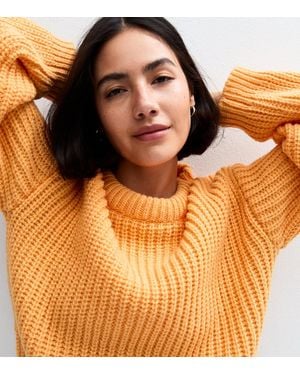 Sunshine Soul Light Crew Neck Chunky Knit Jumper New Look - Orange