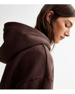 New Look Jersey Zip Up Hoodie - Brown