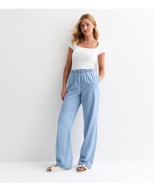 Jdy Drawstring Wide Leg Trousers New Look - Blue