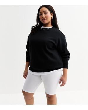 New Look Plus Size High Waisted Cycling Shorts Curves - Black
