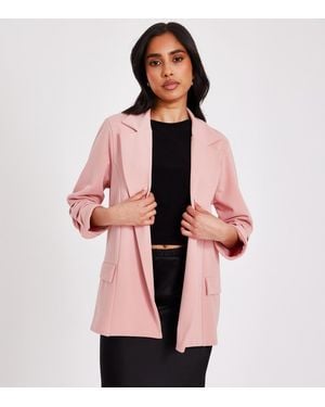 Quiz Petite Ruched Sleeve Blazer New Look - Pink