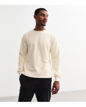 Only & Sons 'Off Regular Textured Cotton Blend Long Sleeve T-Shirt New Look - Natural