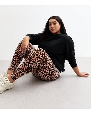 Blue Vanilla Plus Size Leopard Print Leggings Curves Vanilla New Look - Multicolour