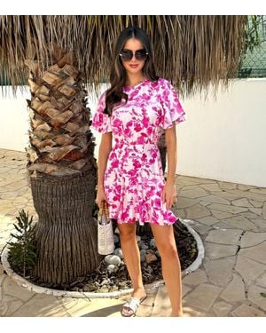 AX Paris Floral Print Flutter Sleeve Skater Mini Dress New Look - Multicolour