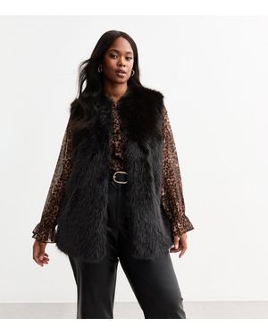 Plus size black fur vest hot sale