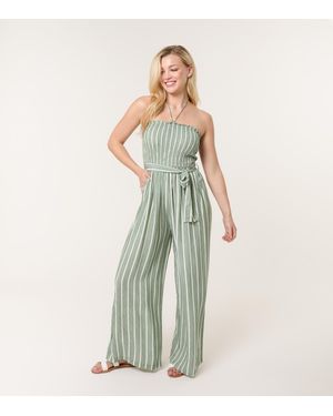 Blue Vanilla Striped Bandeau Jumpsuit New Look - Green
