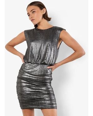 Apricot Foil Ruched Mini Dress New Look - Grey