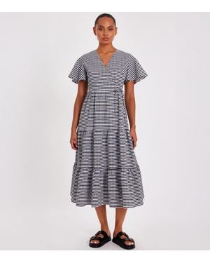 Quiz Gingham Print Midaxi Dress New Look - White