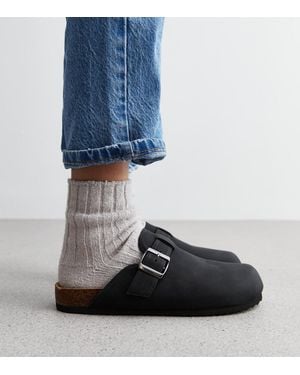 New Look Truffle Buckle Footbed Mule Slippers - Blue
