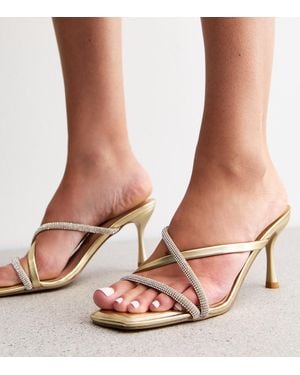 New Look Crystal Multi Strap Mule Sandals Vegan - Pink