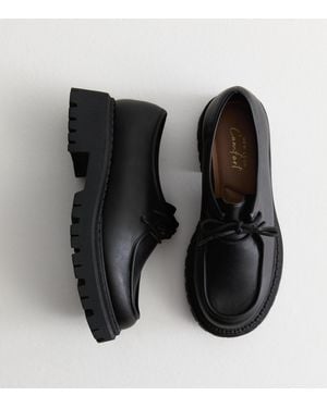 New Look Leather-Look Lace Up Chunky Sole Shoes - Black