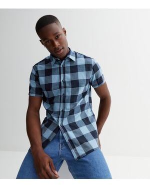 Jack & Jones ' Gingham Twill Short Sleeve Shirt New Look - Blue