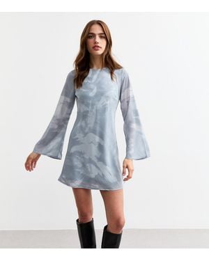 New Look Light Abstract Print Mini Dress - Blue