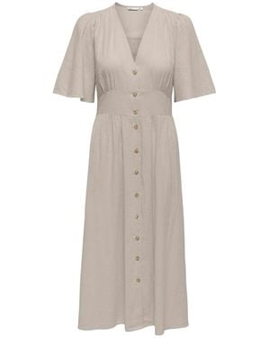 ONLY Short Sleeve Button Through Midi Dress - White